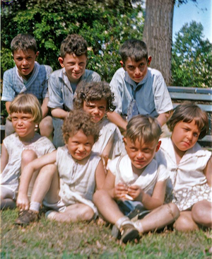 Bottom to top:1st row Mildred Dumes, Ruthie FishmanZimbler, Stan Dumes, Dora Lieberman2nd row Libby Dumes Gluck3rd row Melvin Shapiro, Sonny Dumes, Stan Shapiro (1929)